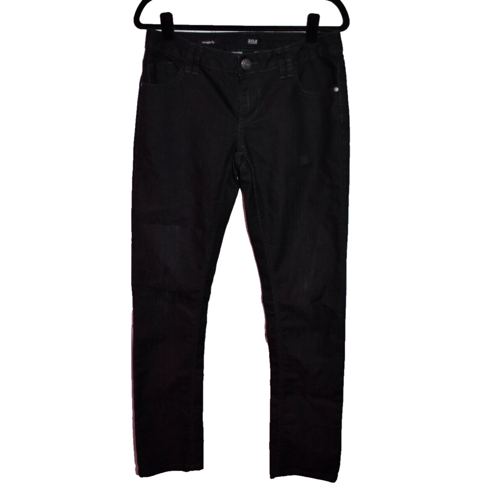 A.N.A. Straight Fit Jeans Dark Black Wash | Inseam 31.5" Rise 8" | Womens 6